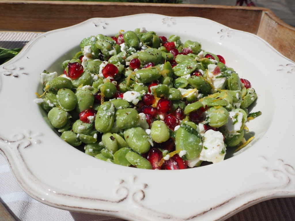 Broad bean, feta and pomegranate salad recipe Eat Drink Live Well